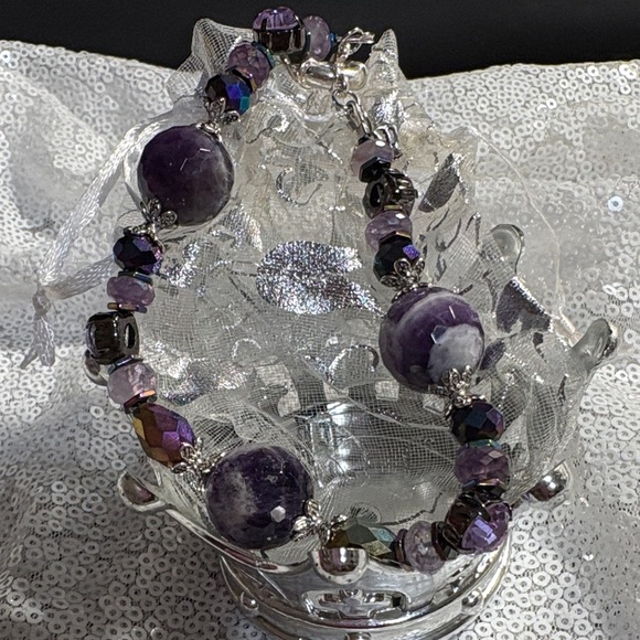 Artisan Chevron Amethyst Custom Purple Statement Bracelet NEWππππππποΈ - Picture 10 of 11